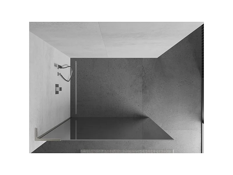 Mexen Kioto L brusevæg Walk-in 120 x 200 cm, spejl, børstet nikkel - 800-120-103-97-50