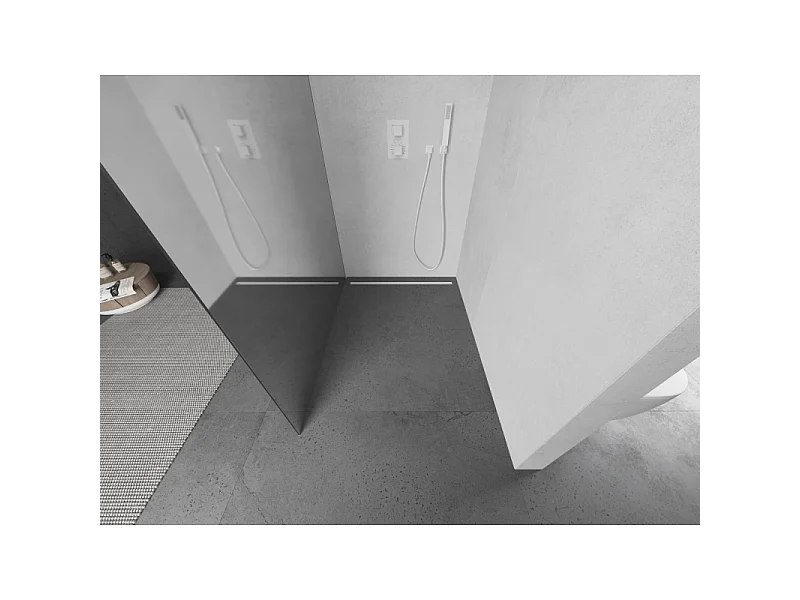 Mexen Kioto L paroi de douche Walk-in 80 x 200 cm, miroir, blanc - 800-080-103-20-50