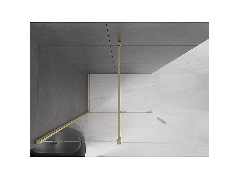 Mexen Velar paroi de douche coulissante Walk-in 150 x 200 cm, transparente 8 mm, or brossé - 871-150-000-03-55