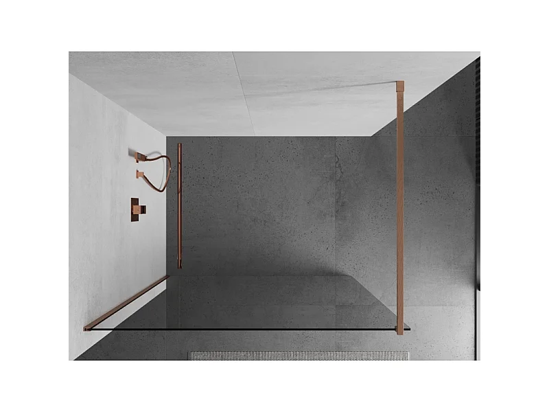 Mexen Kioto Duschabtrennung Walk-in 80 x 200 cm, transparent 8 mm, gebürstetes Kupfer - 800-080-101-65-00