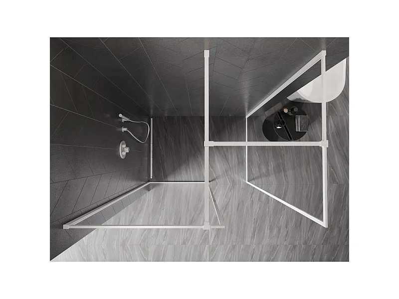 Mexen Kioto-F Walk-in brusevæg med ramme 80 x 70 cm, transparent 8 mm, hvid - 800-080-202-04-20-070