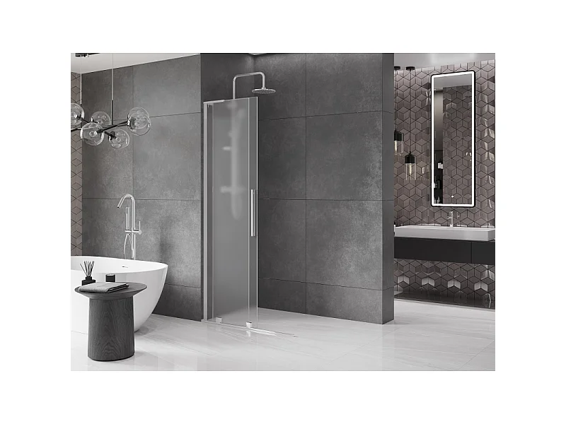 Mexen Velar L Sliding Shower Wall Walk-in 90 x 200 cm, Frost 8 mm, Chrome - 871-090-003-33-01