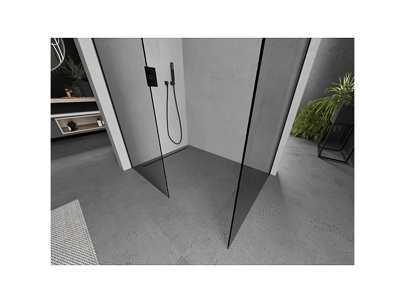 Mexen Kioto paroi de douche Walk-in 140 x 80 cm, transparent, noir - 800-140-202-70-00-080