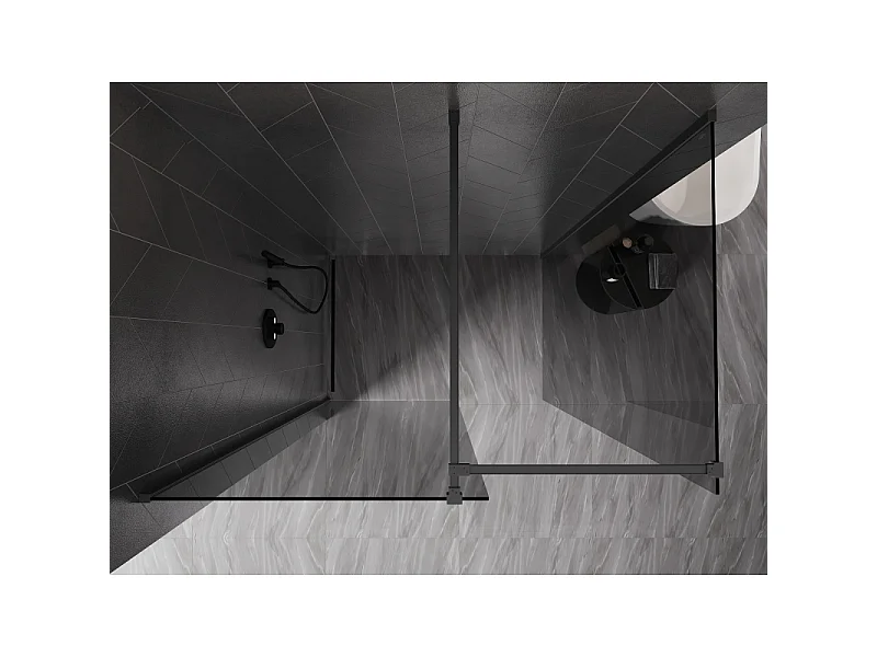 Mexen Kioto-X douchewand Walk-in 130 x 90 cm, transparant 10 mm, kanonmetaal - 800-130-202-95-00-090-X