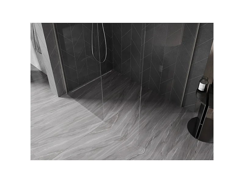 Mexen Kioto-X douchewand Walk-in 130 x 80 cm, transparant 10 mm, geborsteld nikkel - 800-130-202-97-00-080-X