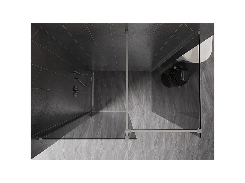 Mexen Kioto-X douchewand Walk-in 130 x 80 cm, transparant 10 mm, geborsteld nikkel - 800-130-202-97-00-080-X
