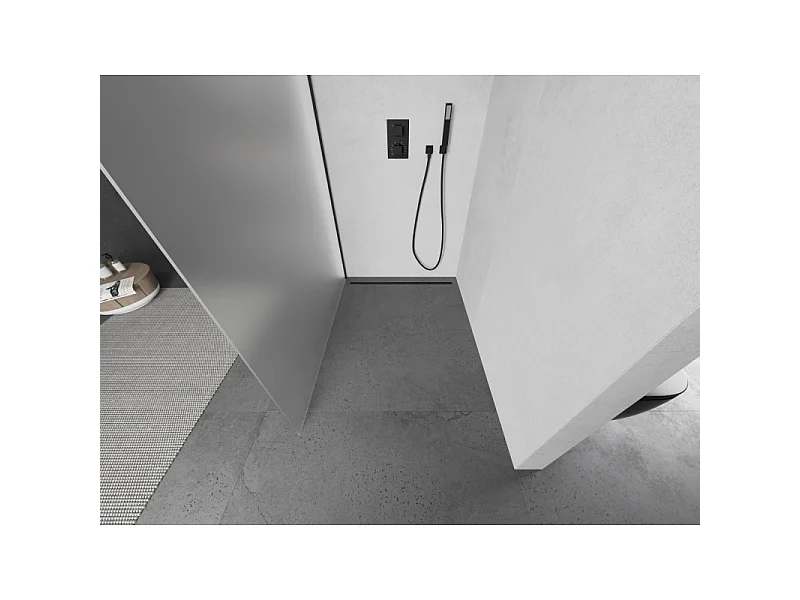 Mexen Kioto Paroi de douche walk-in 90 x 200 cm, givre 8 mm, noir - 800-090-101-70-30