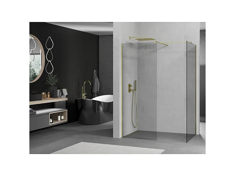 Mexen Kioto paroi de douche Walk-in 140 x 105 cm, transparent, or - 800-140-202-50-00-105
