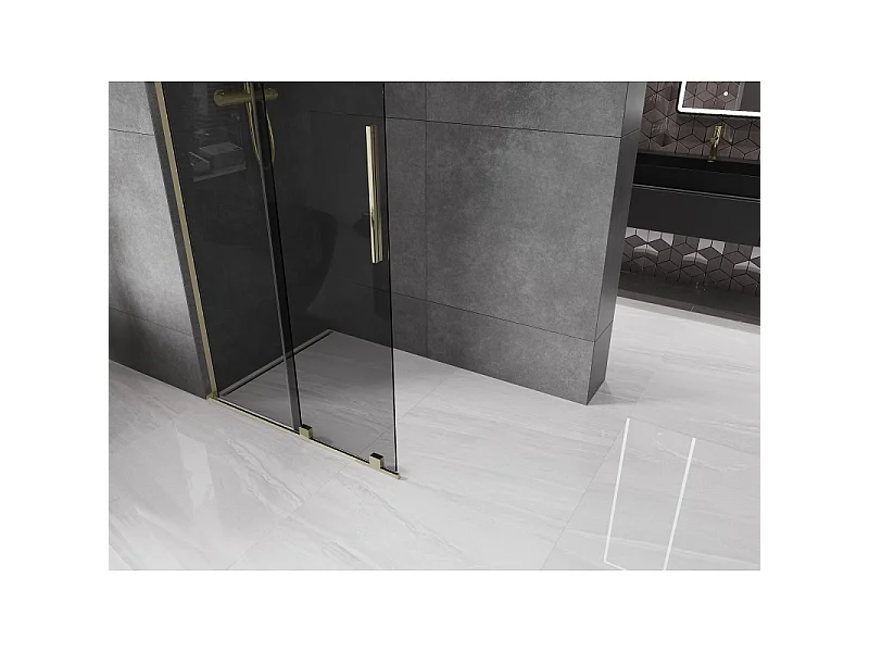 Mexen Velar L Sliding Shower Wall Walk-in 90 x 200 cm, Graphite 8 mm, Gold - 871-090-003-43-50