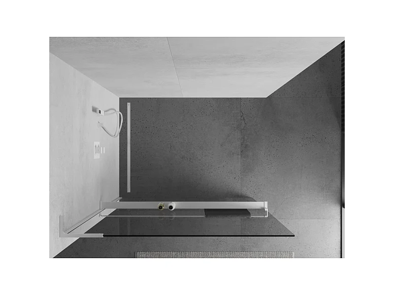 Mexen Kioto+ L paroi de douche avec étagère Walk-in 50 x 200 cm, transparent, blanc - 800-050-123-20-00