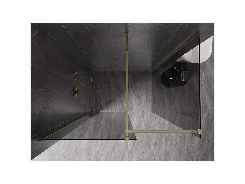 Mexen Kioto-X paroi de douche Walk-in 150 x 100 cm, transparent 10 mm, or - 800-150-202-50-00-100-X