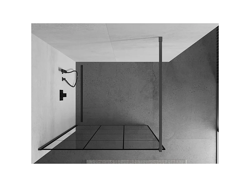 Mexen Kioto brusevæg Walk-in 120 x 200 cm, sort gitter 8 mm, gun metal - 800-120-101-95-77