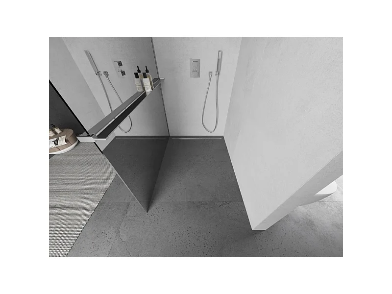 Mexen Kioto+ L paroi de douche avec étagère Walk-in 80 x 200 cm, miroir, chrome - 800-080-123-01-50