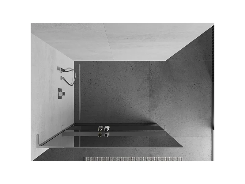 Mexen Kioto+ L paroi de douche avec étagère Walk-in 80 x 200 cm, miroir, chrome - 800-080-123-01-50