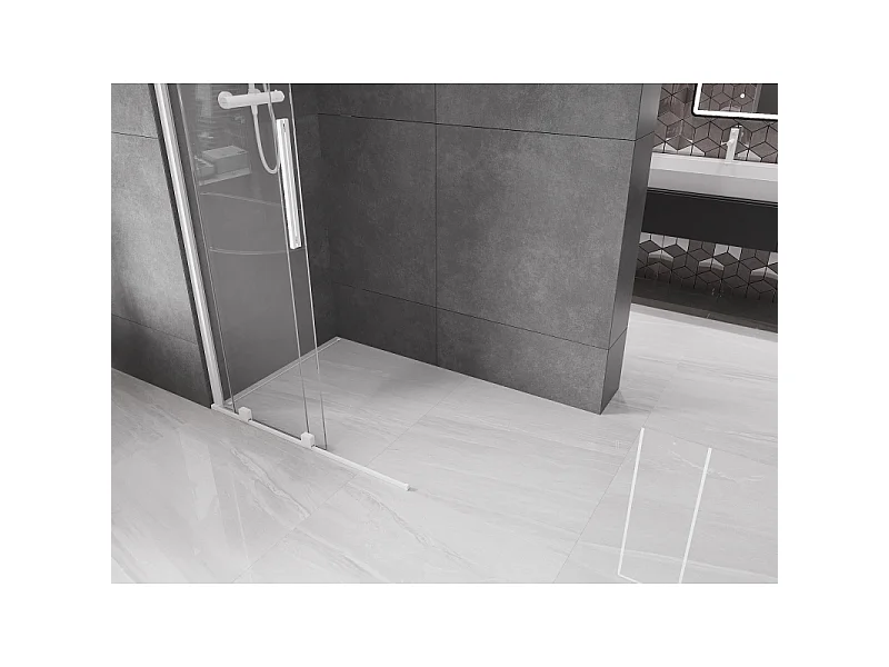 Mexen Velar paroi de douche coulissante Walk-in 120 x 200 cm, transparent 8 mm, blanc - 871-120-000-03-20