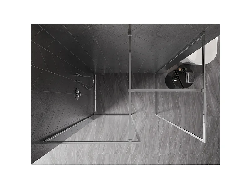 Mexen Kioto-F Walk-in brusevæg med ramme 150 x 105 cm, transparent 8 mm, krom - 800-150-202-04-00-105