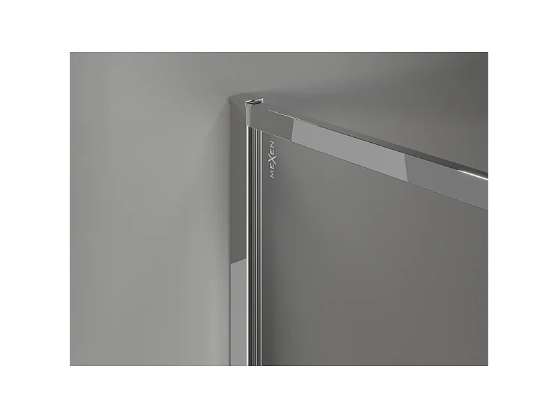 Mexen Kioto-F Walk-in brusevæg med ramme 150 x 105 cm, transparent 8 mm, krom - 800-150-202-04-00-105