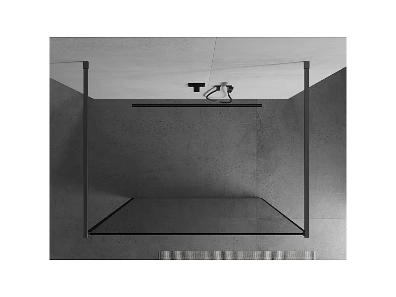 Mexen Kioto Freistehende Duschwand 140 x 200 cm, schwarzer Rahmen 8 mm, Gun-Metal - 800-140-002-95-70
