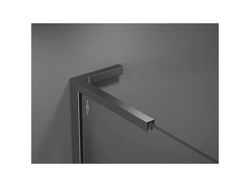 Mexen Kioto+ L brusevæg med hylde Walk-in 70 x 200 cm, transparent, børstet gun grå - 800-070-123-66-00