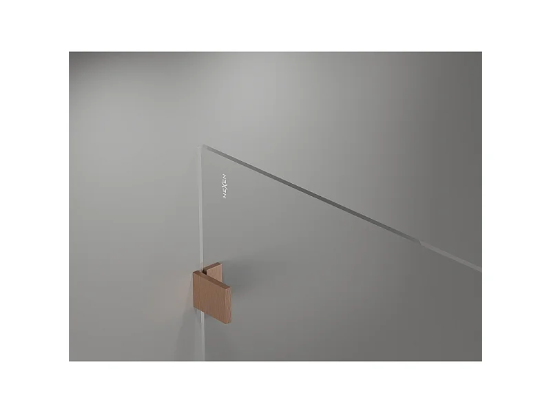 Mexen Lunar walk-in brusevæg højre 80 x 200 cm, transparent 8 mm, børstet kobber - 830-080-000-65-00-P