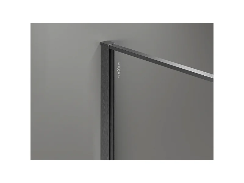 Mexen Kioto brusevæg Walk-in 100 x 200 cm, crackle grafit 12 mm, gun gray børstet - 800-100-101-66-44-X