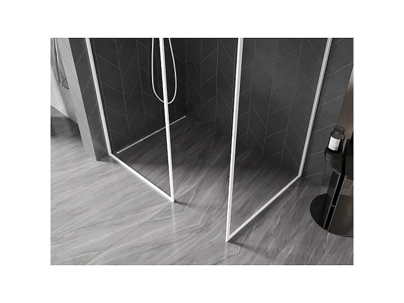 Mexen Kioto-F Tuš stena Walk-in s okvirjem 90 x 80 cm, prozorna 8 mm, bela - 800-090-202-04-20-080