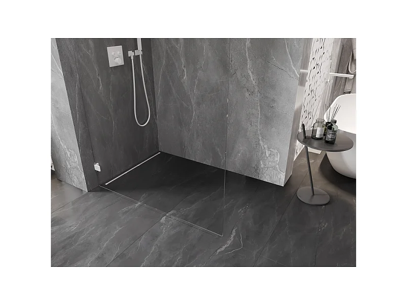 Mexen Lunar Walk-in brusevæg venstre 130 x 200 cm, transparent 8 mm, hvid - 830-130-000-20-00-L