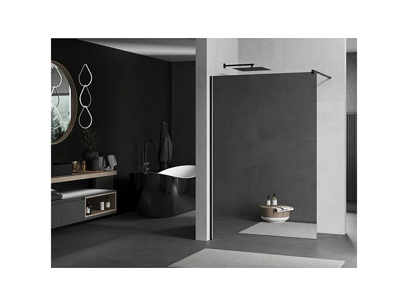 Mexen Kioto paroi de douche Walk-in 80 x 200 cm, miroir 8 mm, noir - 800-080-101-70-50