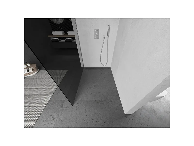 Mexen Kioto Duschwand Walk-in 80 x 200 cm, graphit 8 mm, Chrom - 800-080-101-01-40