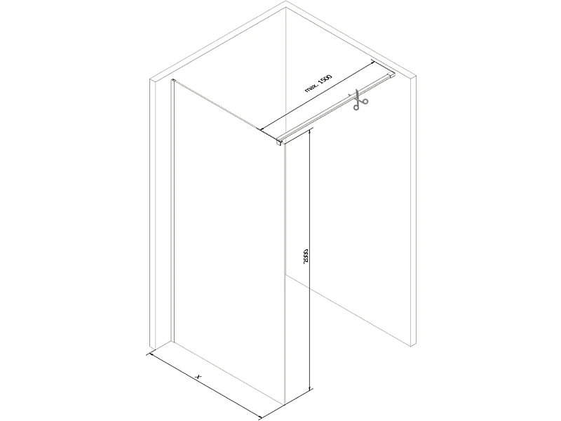 Mexen Kioto Duschwand Walk-in 80 x 200 cm, graphit 8 mm, Chrom - 800-080-101-01-40