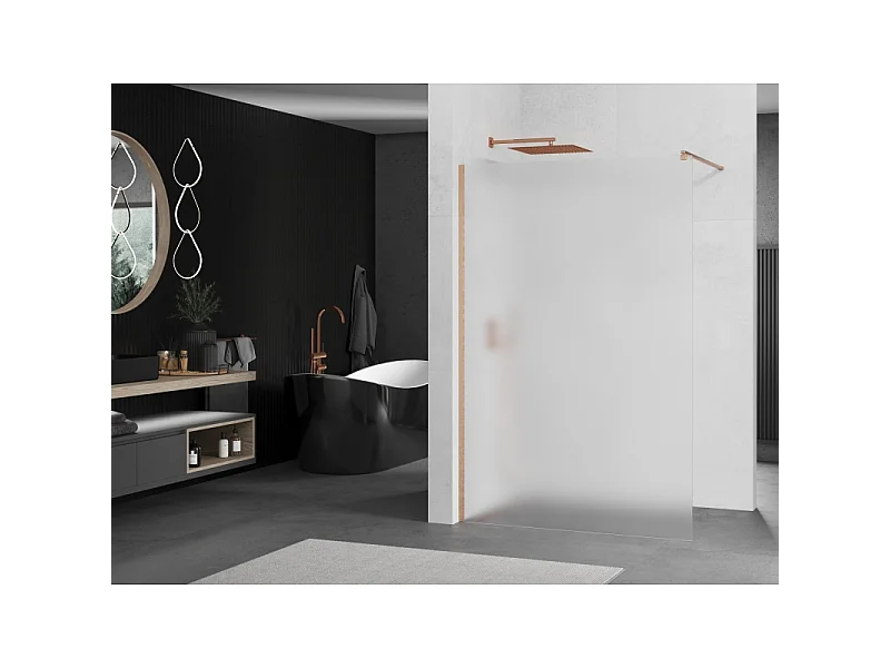 Mexen Kioto walk-in tuš stena 80 x 200 cm, mat 8 mm, brušen baker - 800-080-101-65-30