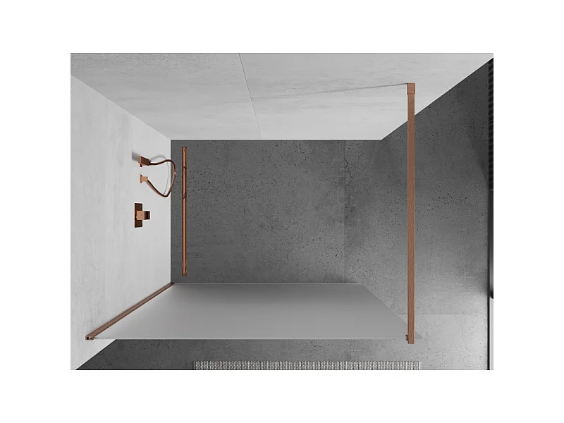 Mexen Kioto walk-in tuš stena 80 x 200 cm, mat 8 mm, brušen baker - 800-080-101-65-30