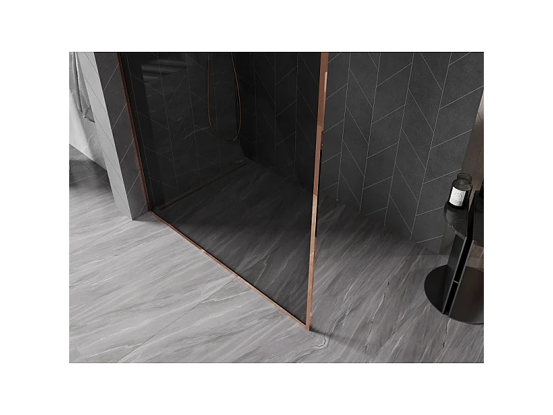Mexen Kioto-XF Walk-in douchewand met frame 70 x 202 cm, grafiet 10 mm, roze goud - 800-070-104-60-40-X