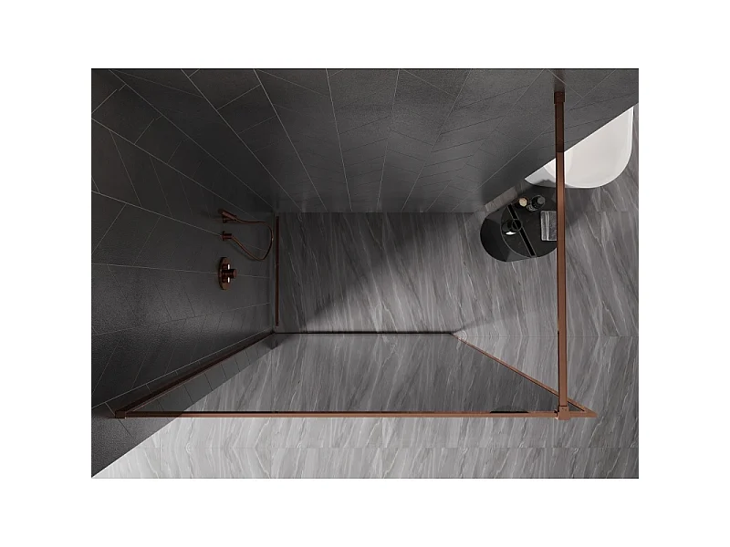 Mexen Kioto-XF Walk-in douchewand met frame 70 x 202 cm, grafiet 10 mm, roze goud - 800-070-104-60-40-X