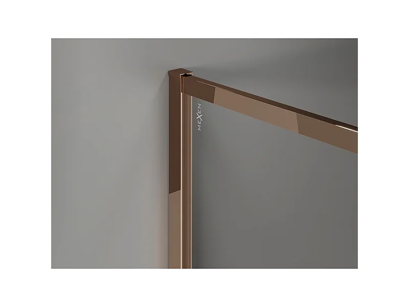 Mexen Kioto-XF Walk-in douchewand met frame 70 x 202 cm, grafiet 10 mm, roze goud - 800-070-104-60-40-X