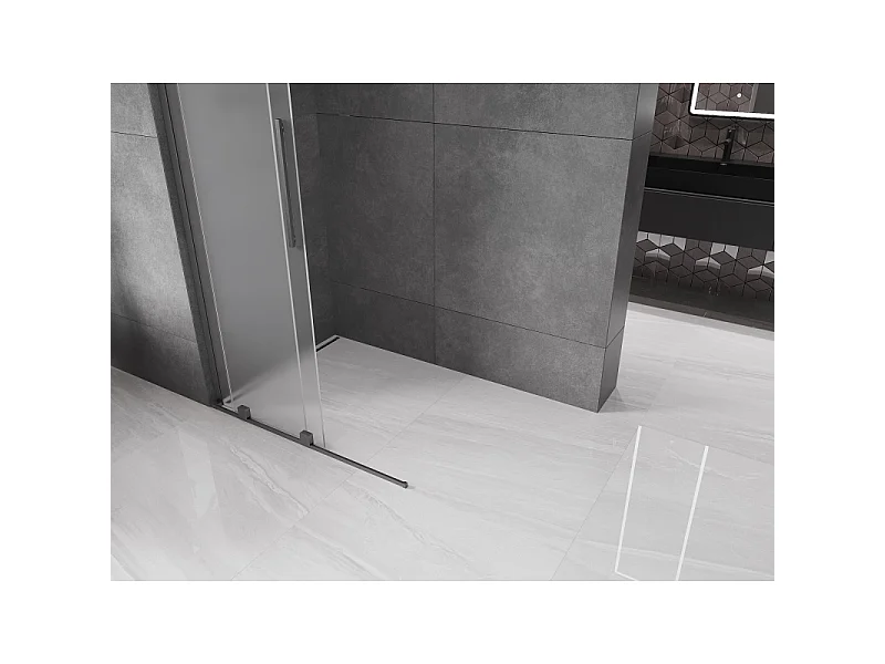 Mexen Velar L Sliding Shower Wall Walk-in 110 x 200 cm, Frosted 8 mm, Gun Gray Brushed - 871-110-003-33-66