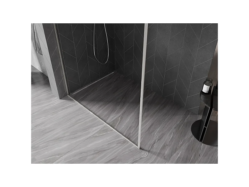 Mexen Kioto-XF douchewand Walk-in met frame 60 x 202 cm, transparant 10 mm, geborsteld nikkel - 800-060-104-97-00-X