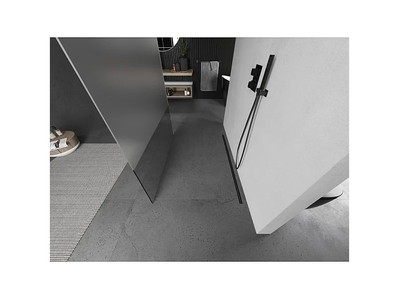Mexen Kioto paroi de douche autoportante 130 x 200 cm, transparent/givré 8 mm, gun metal - 800-130-002-95-35