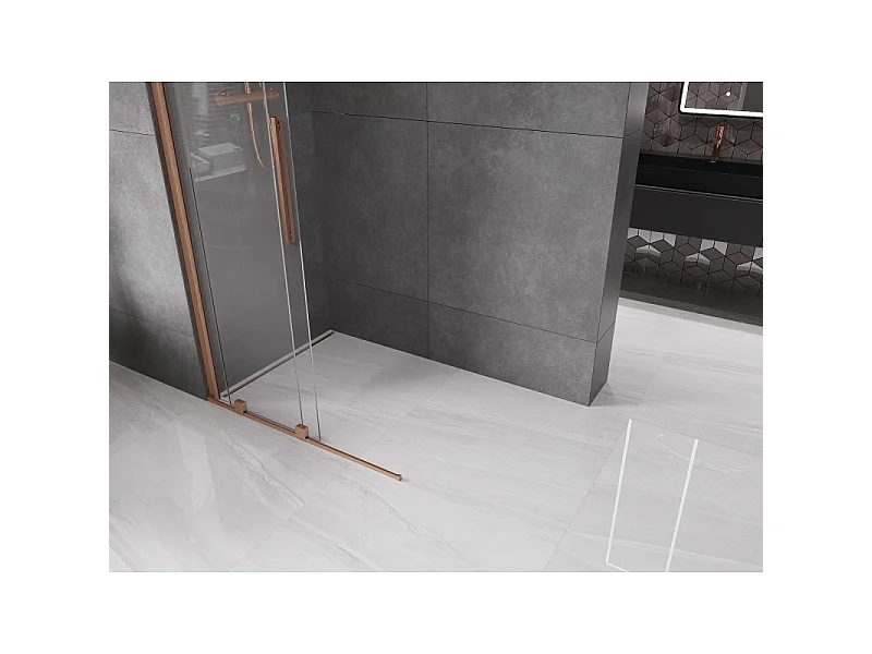 Mexen Velar sliding shower wall Walk-in 70 x 200 cm, transparent 8 mm, brushed copper - 871-070-000-03-65
