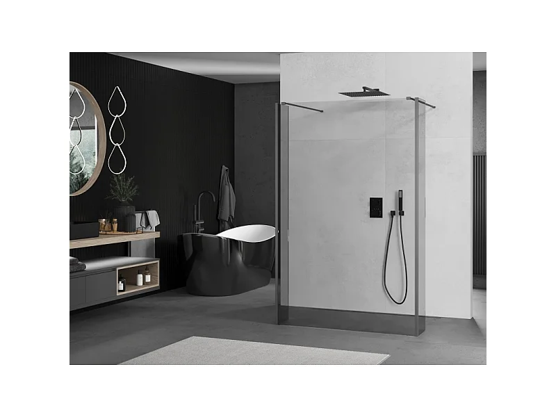 Mexen Kioto vrijstaande douchewand 135 x 30 x 30 cm, transparant, geweer metaal - 800-135-030-222-95-00-030
