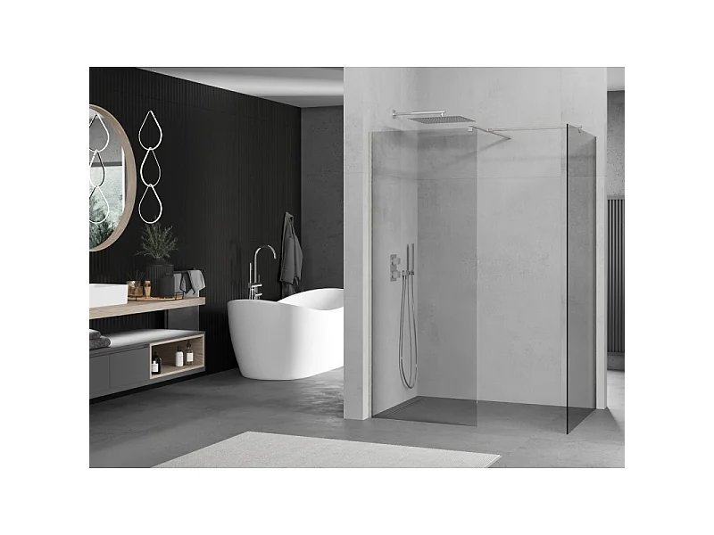 Mexen Kioto Duschwand Walk-in 155 x 70 cm, transparent, gebürstetes Nickel - 800-155-202-97-00-070
