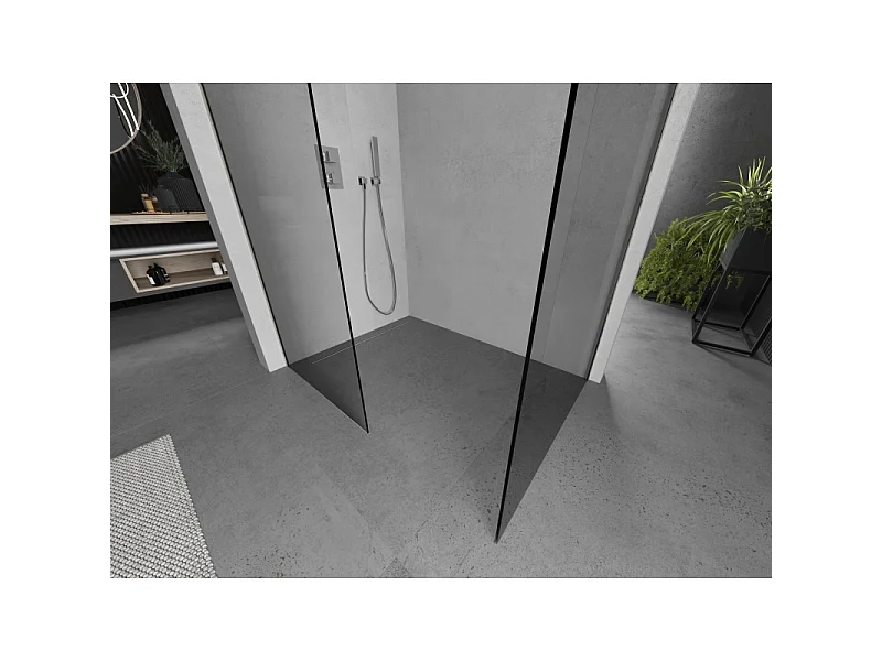 Mexen Kioto Duschwand Walk-in 155 x 70 cm, transparent, gebürstetes Nickel - 800-155-202-97-00-070
