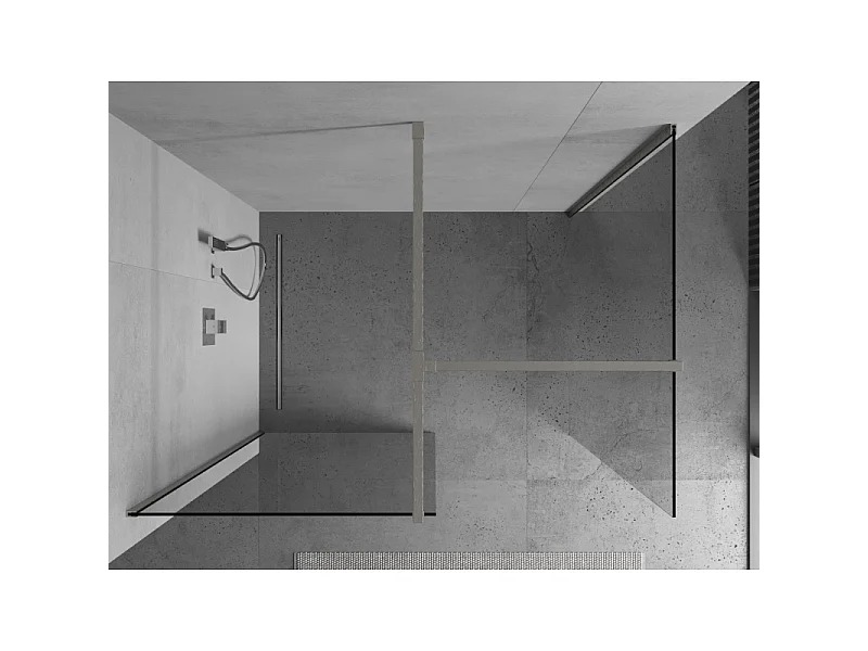Mexen Kioto Duschwand Walk-in 155 x 70 cm, transparent, gebürstetes Nickel - 800-155-202-97-00-070
