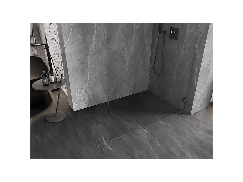 Mexen Lunar Duschwand Walk-in rechts 110 x 200 cm, transparent 8 mm, gebürstetes Gun Grau - 830-110-000-66-00-P