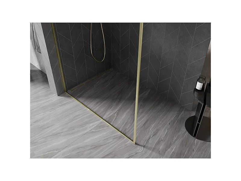Mexen Kioto-F parede de duche Walk-in com moldura 180 x 202 cm, transparente 8 mm, dourada escovada - 800-180-104-55-00