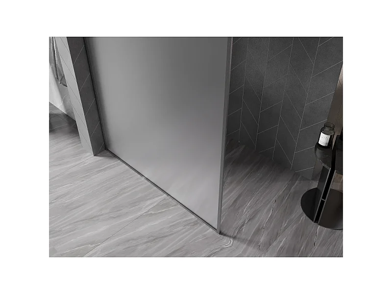 Mexen Kioto-XF parede de duche Walk-in com moldura 130 x 202 cm, fosco 10 mm, cinza metálico escovado - 800-130-104-66-30-X