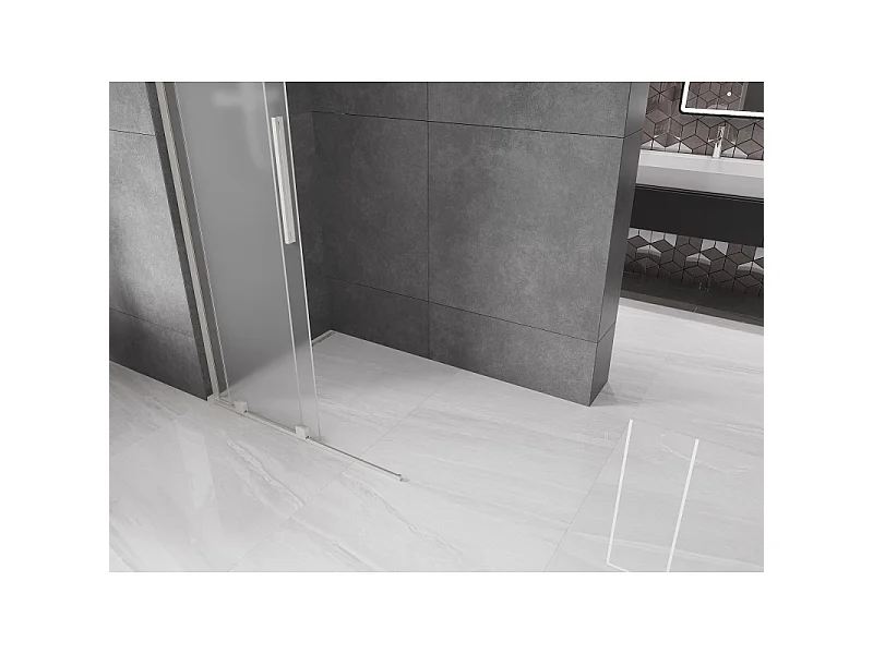Mexen Velar L sliding shower wall Walk-in 90 x 200 cm, frost 8 mm, brushed nickel - 871-090-003-33-97