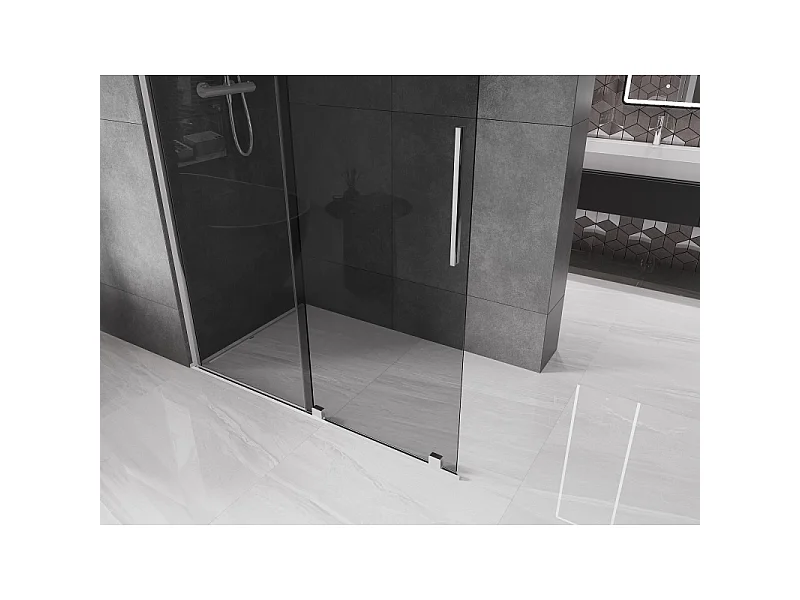 Mexen Velar Walk-in Shower Screen 140 x 200 cm, Graphite 8 mm, Chrome - 871-140-000-43-01