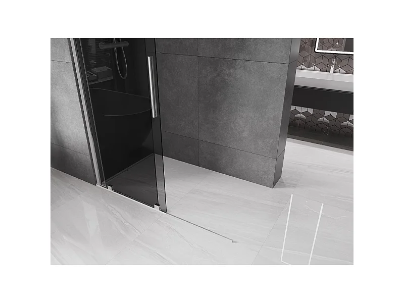 Mexen Velar Walk-in Shower Screen 140 x 200 cm, Graphite 8 mm, Chrome - 871-140-000-43-01