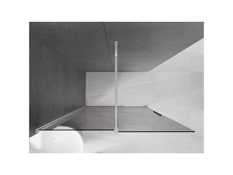 Mexen Velar Walk-in Shower Screen 140 x 200 cm, Graphite 8 mm, Chrome - 871-140-000-43-01